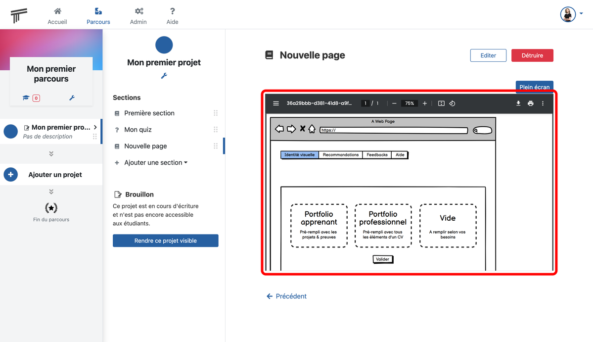 Documentation Soba LMS : un fichier PDF intégré