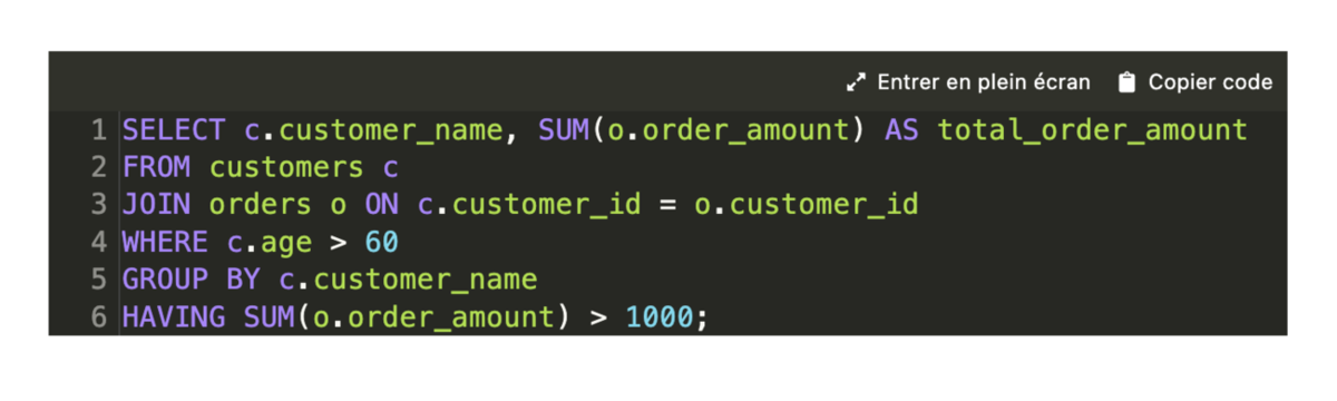 Un code sql intégré au LMS