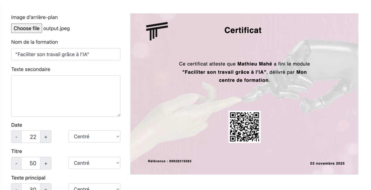 Création d'une certification