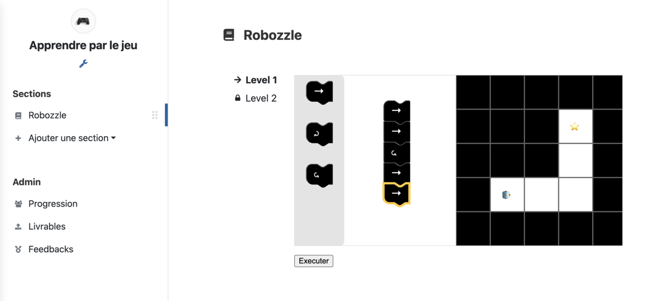 Un fichier SCORM avec plusieurs sections intégré dans Soba LMS