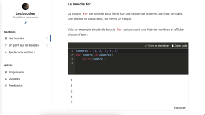 Vue de Soba LMS : Les statistiques des parcours