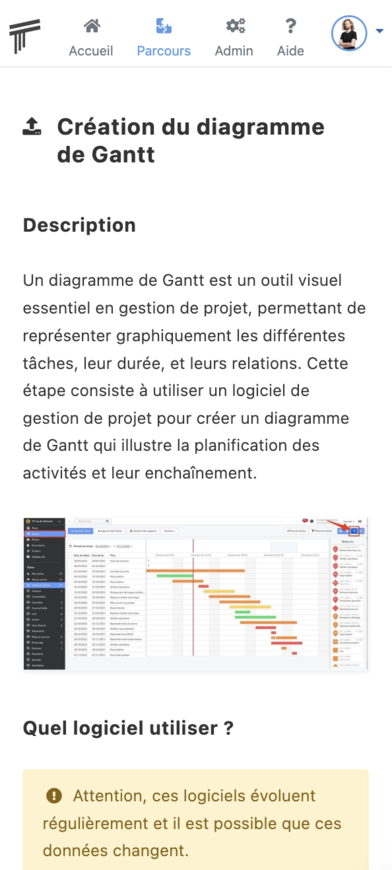 vue mobile de Soba LMS