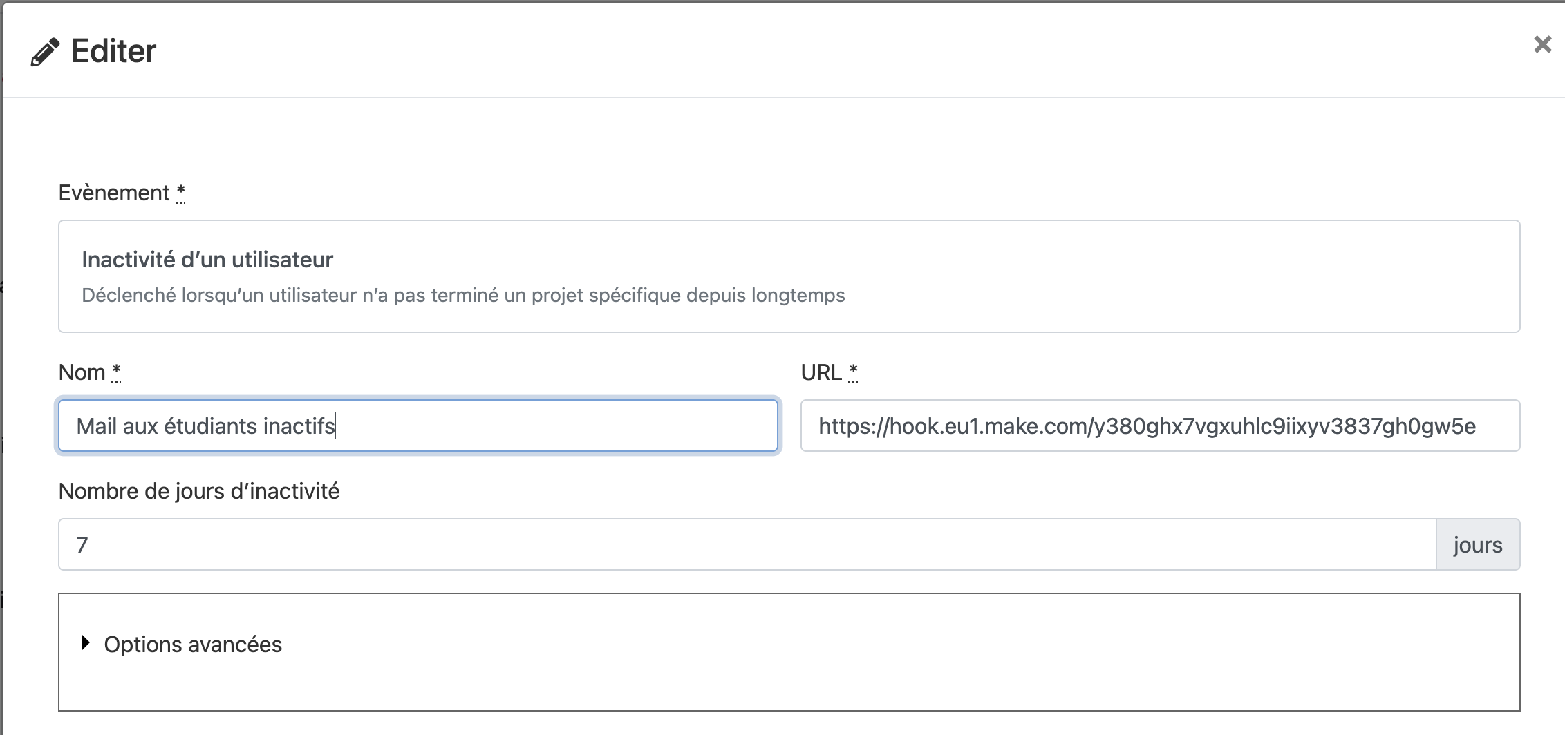 Ajout d'un webhook coté SobaLMS