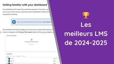 Une vue d'un LMS avec le message 'Les meilleurs LMS de 2024-2025'